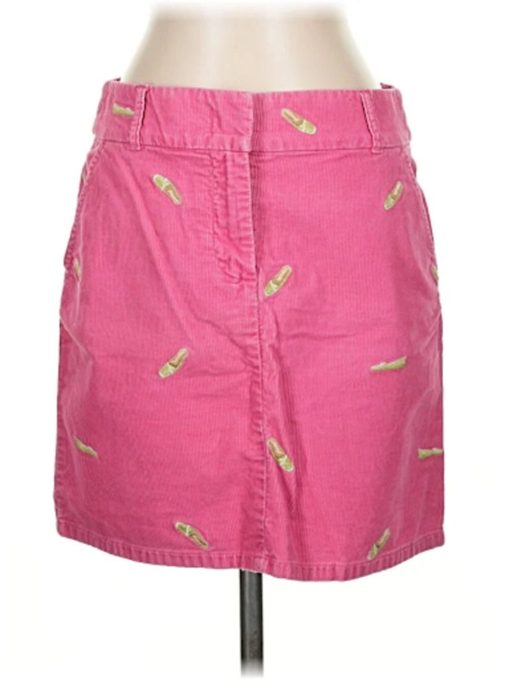 Vintage J. Crew Embroidered Corduroy Mini Skirt Coral Size 8 NWT